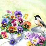 Load image into Gallery viewer, Bird With Pansy flowers | Jigsaw Puzzle Australia
