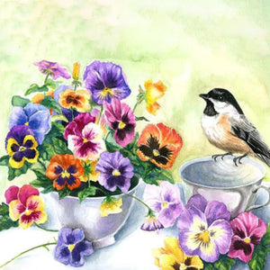 Bird With Pansy flowers | Jigsaw Puzzle Australia