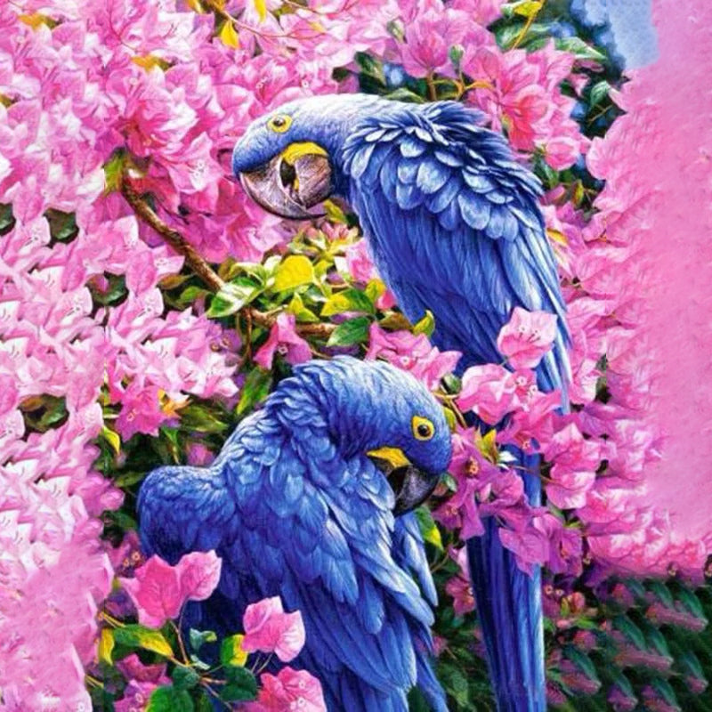 Blue Parrots In Flowers | Jigsaw Puzzle Australia