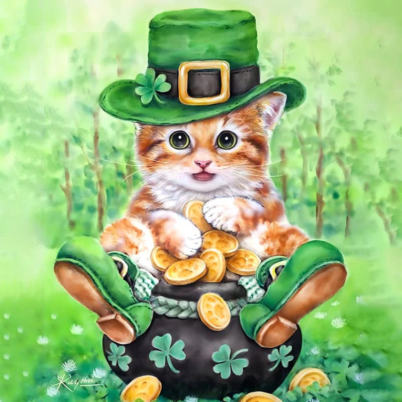 Cat With Four Leaf Clover | Jigsaw Puzzle Australia