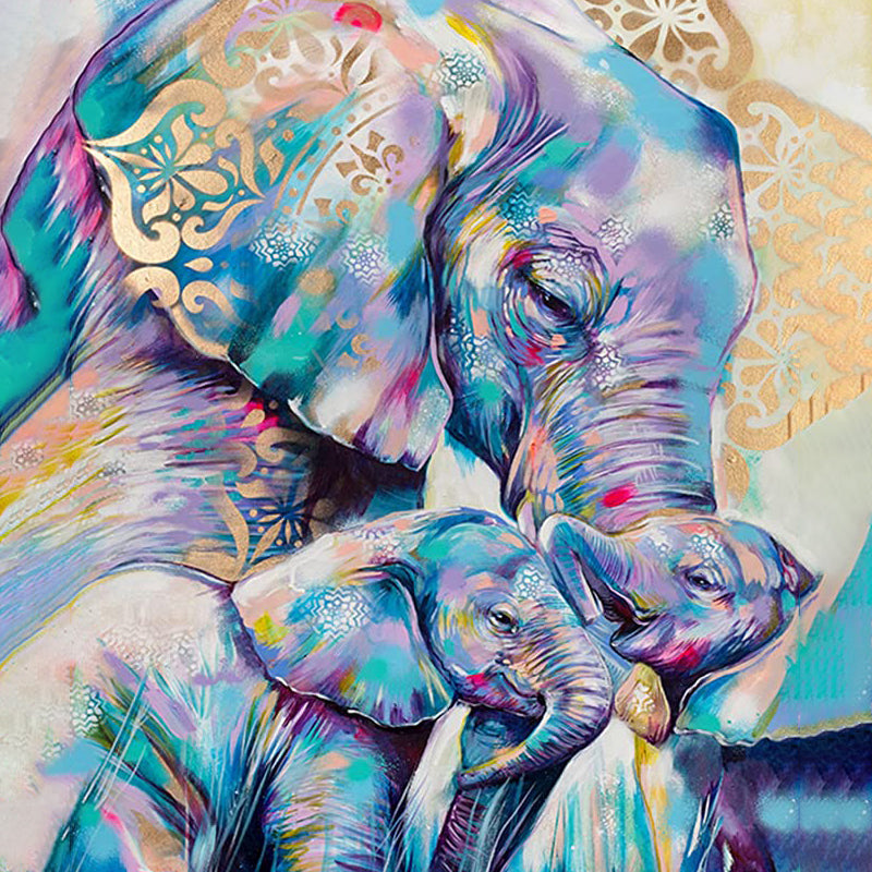 Pastel Elephant With Calves | Jigsaw Puzzle Australia