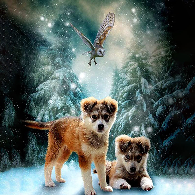 Puppies In A Snowy Night | Jigsaw Puzzle Australia